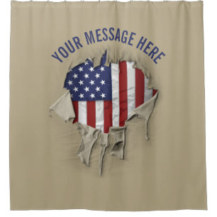 Shredded, Ripped and Torn American Flag Shower Cur