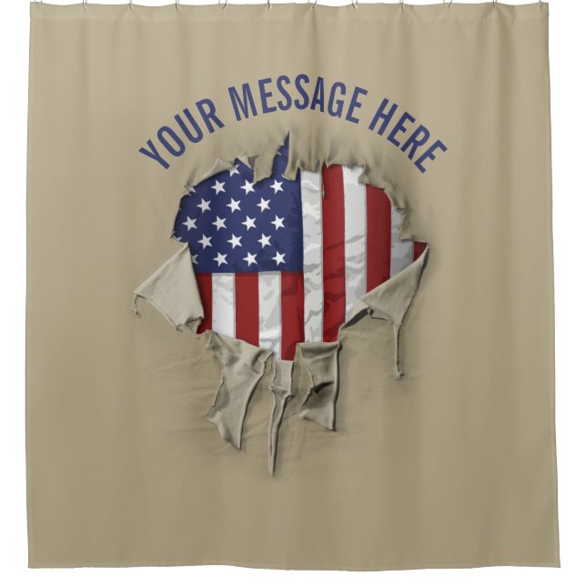 Shredded, Ripped and Torn American Flag Shower Cur (Front)