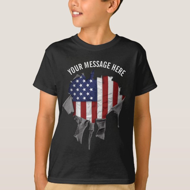 Shredded, Ripped and Torn American Flag T-Shirt (Front)