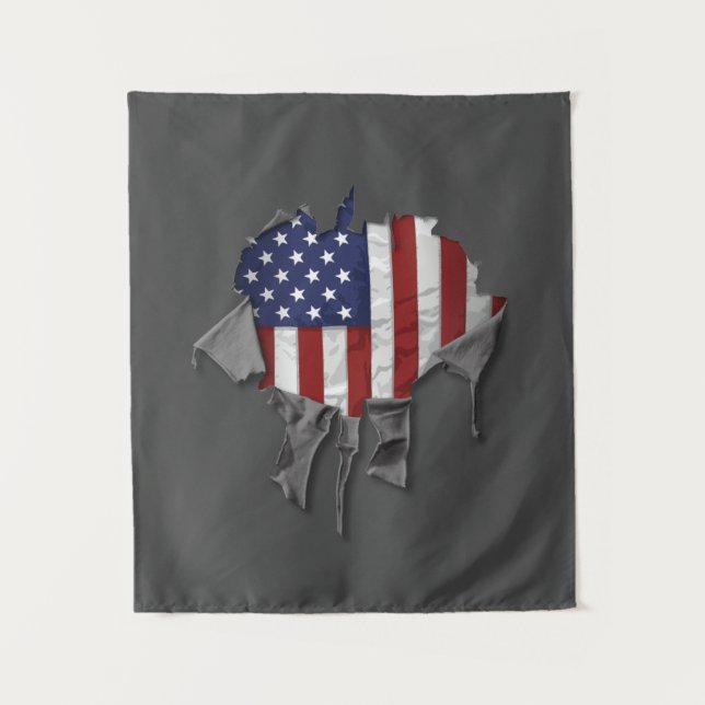 Shredded, Ripped and Torn American Flag Tapestry (Front)