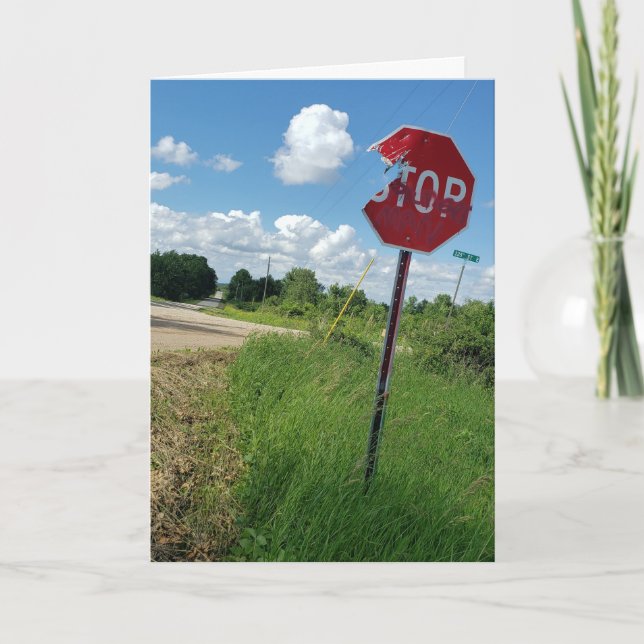 "Shredded Stop Sign" Birthday Card (Front)