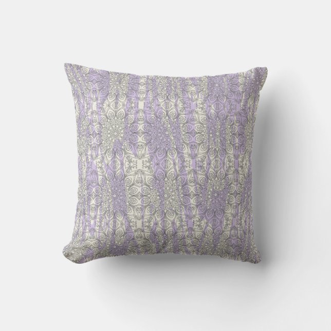 Shredded Stripes Purple Peacock Inspirations Throw Pillow (Front)