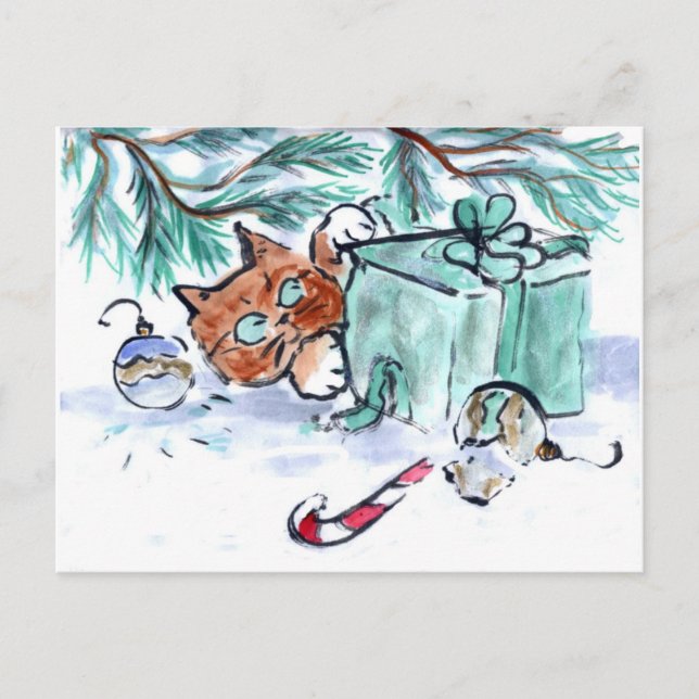 shredding a Christmas Present, What? Holiday Postcard (Front)