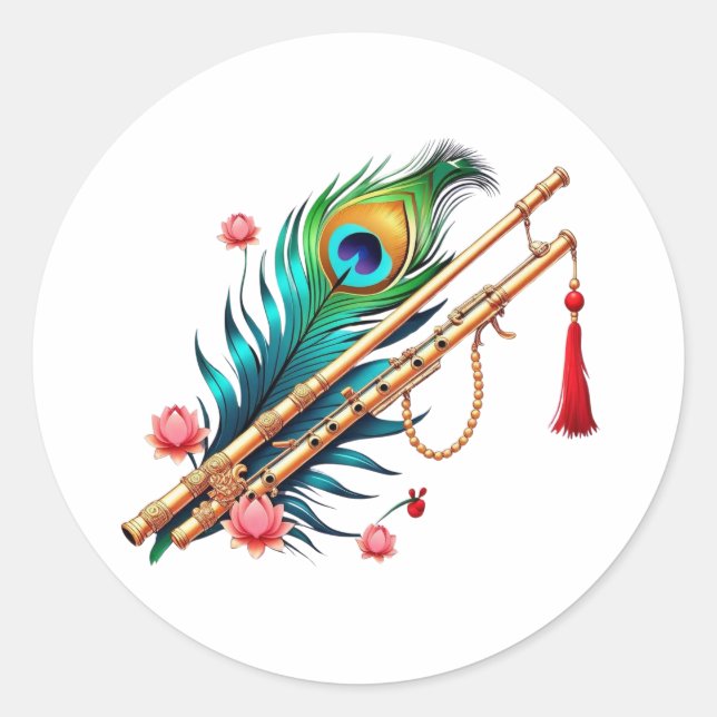 Shree Krishna Janmashtami Classic Round Sticker (Front)