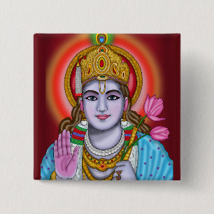 Shree Krishna Tote Bag 2 Inch Square Button