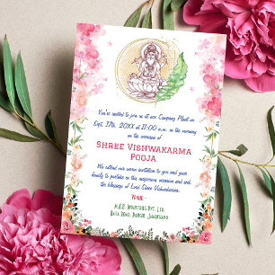 Shree Vishwakarma Pooja Floral Invitation