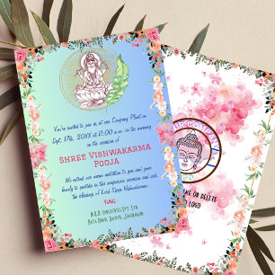 Shree Vishwakarma Pooja Floral Invitation