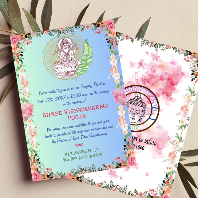 Shree Vishwakarma Pooja Floral Invitation (Creator Uploaded)