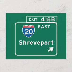 Shreveport, LA Road Sign Postcard