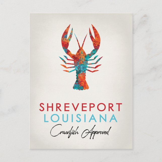 Shreveport Louisiana Crawfish Bright Postcard (Front)