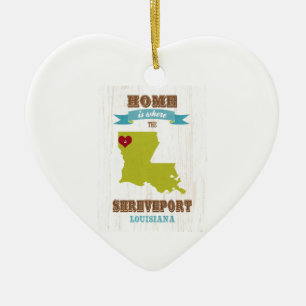 Shreveport, Louisiana Map – Home Is Where The He Ceramic Ornament