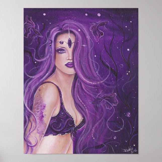 Shreya Purple Fantasy mermaid Poster By Renee (Front)