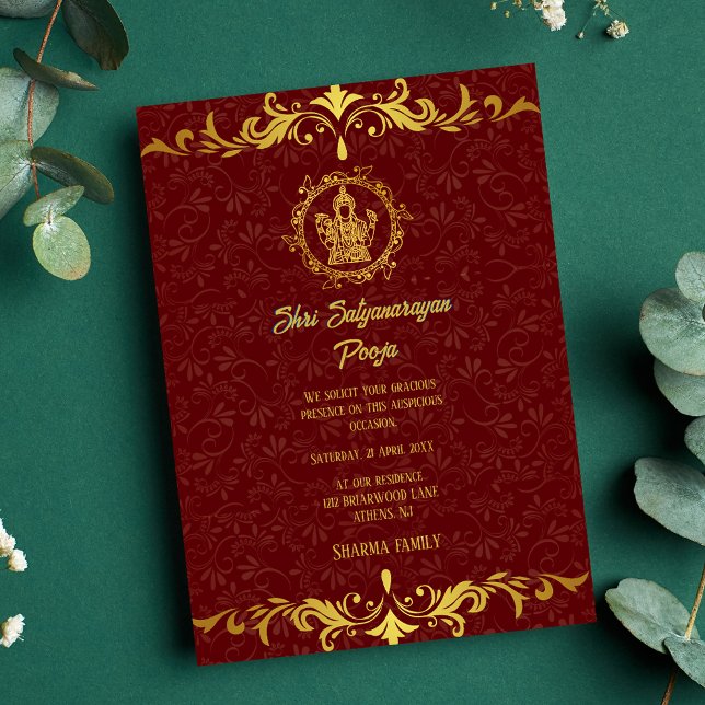 Shri Satyanarayan Pooja Hindu Indian Royal Invitation (Creator Uploaded)