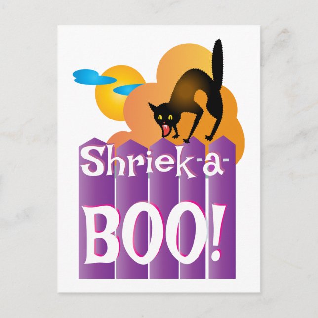 Shriek a boo Black Cat Postcard (Front)