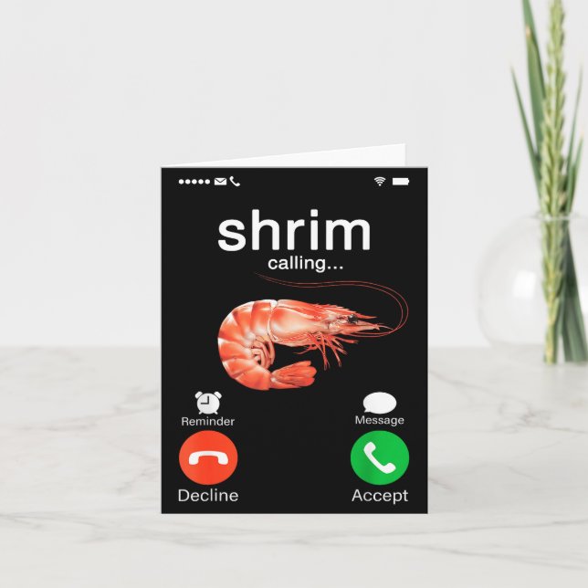 Shrim is calling meme funny shrimp and fish (fih) card (Front)