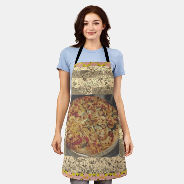 Shrimp Alfredo Pizza Acrylic Wall Art Apron (Worn)