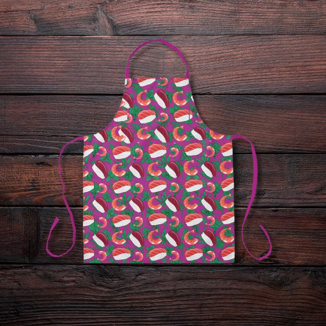 Shrimp and sushi magenta apron (Creator Uploaded)
