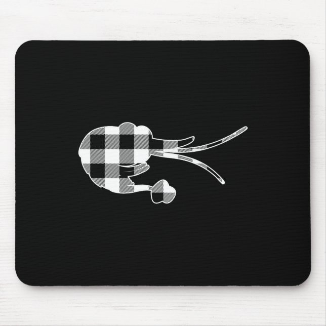 Shrimp Black And White Buffalo Plaid Merry Christm Mouse Pad (Front)