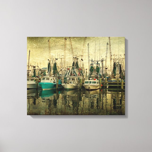 Shrimp Boat Lineup Canvas Print (Front)