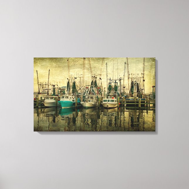 Shrimp Boat Lineup Canvas Print (Front)