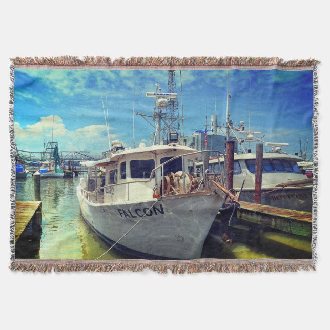 Shrimp Boat Throw Blanket (Front)