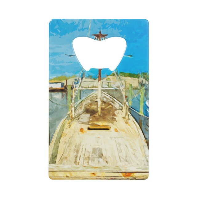 Shrimp Boat Under Repair Abstract Impressionism Wallet Bottle Opener (Front)
