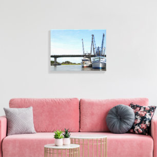 Shrimp boats moored canvas print