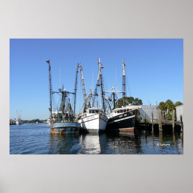Shrimp Boats Wait at the Dock Poster (Front)