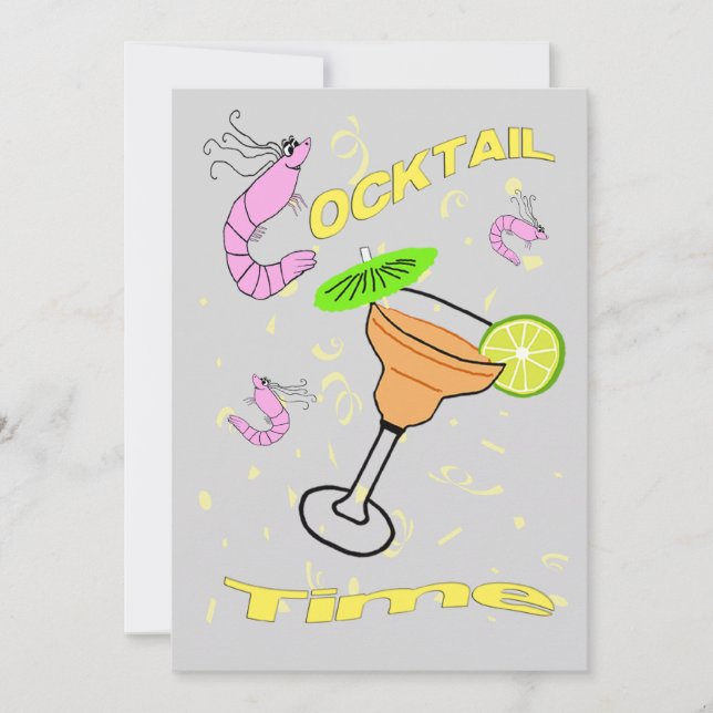 Shrimp Cartoon Cocktail Party Invitation (Front)