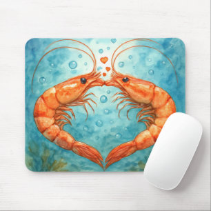 Shrimp Couple Kissing Underwater Mouse Pad