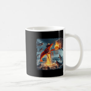 Shrimp Dunking On Shark Funny Fishing Meme Sketll Coffee Mug