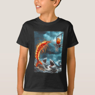 Shrimp Dunking On Sharks Funny Ocean Sketll Meme S T-Shirt