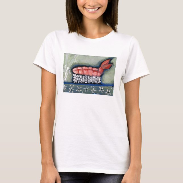 Shrimp Ebi Sushi T-Shirt by Campbell Jane (Front)