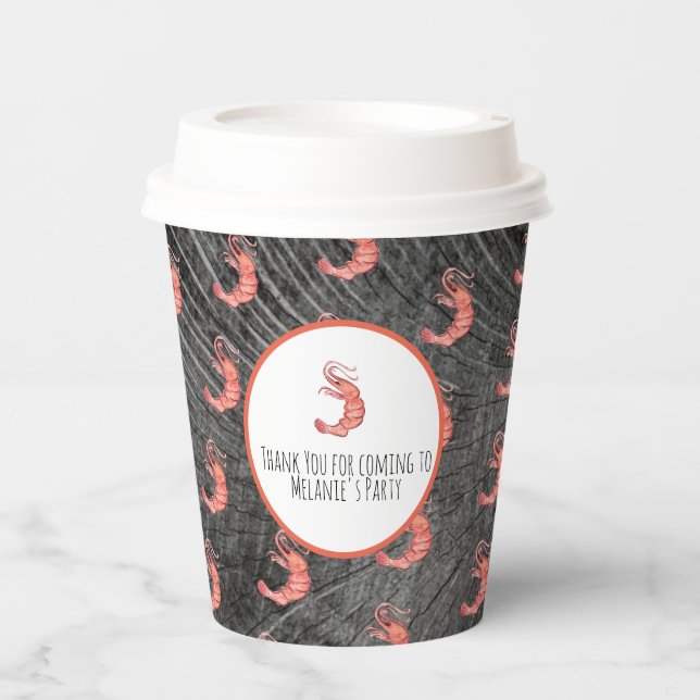 Shrimp Hand Watercolor Seafood Crab Boil Rustic Paper Cups (Front)