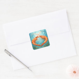 Shrimp Kissing Underwater with Hearts Square Sticker