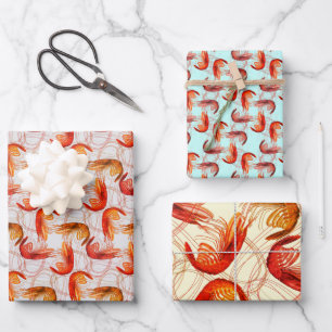 Shrimp Long Antennae Pattern Wrapping Paper Sheet