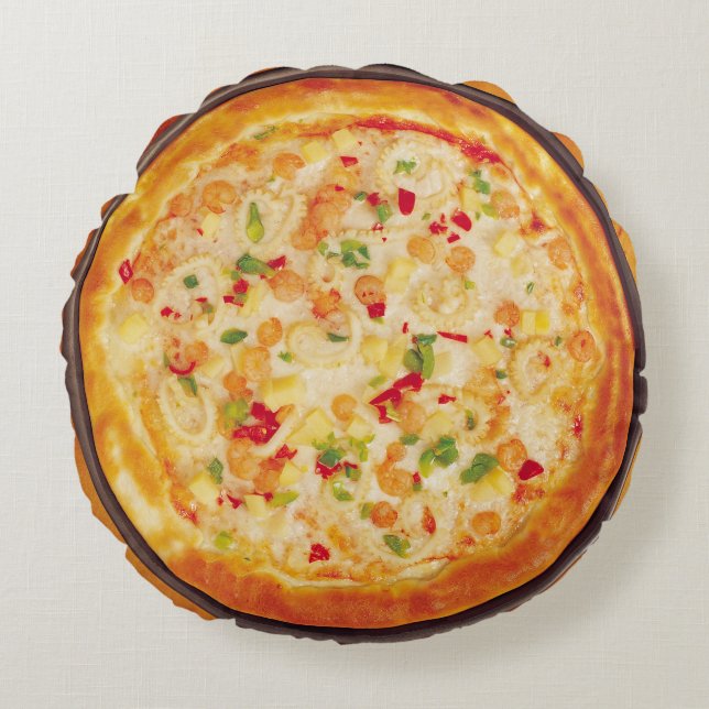 Shrimp Pizza Round Pillow (Front)
