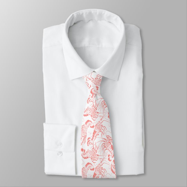 Shrimp Prawn Seafood Pattern Tie (Tied)