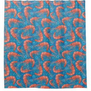 Shrimp Prawns Coral Ocean Bubbles Nautical Sea