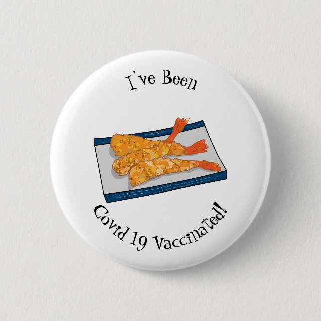 Shrimp tempura cartoon illustration 2 inch round button (Front)