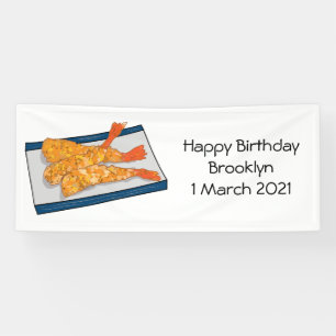Shrimp tempura cartoon illustration banner