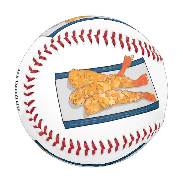 Shrimp tempura cartoon illustration baseball (Front Left)