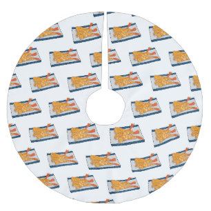 Shrimp tempura cartoon illustration brushed polyester tree skirt