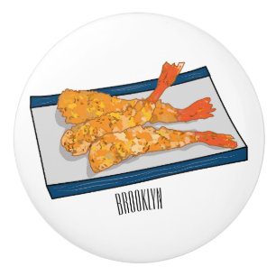 Shrimp tempura cartoon illustration ceramic knob