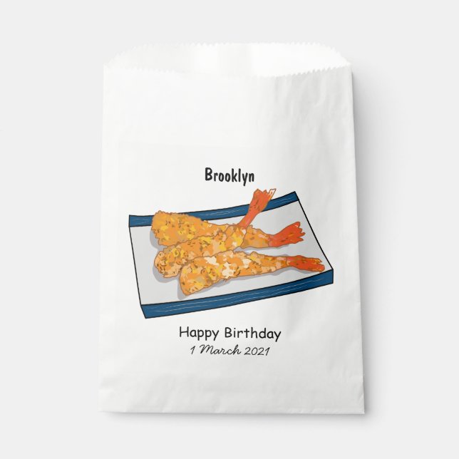 Shrimp tempura cartoon illustration favour bag (Front)