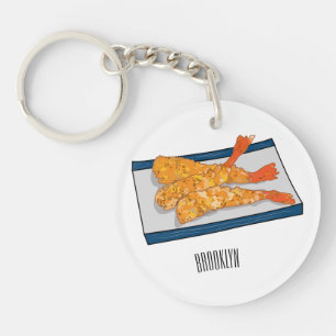 Shrimp tempura cartoon illustration keychain