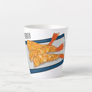 Shrimp tempura cartoon illustration latte mug