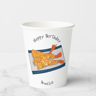 Shrimp tempura cartoon illustration paper cups