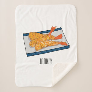 Shrimp tempura cartoon illustration sherpa blanket