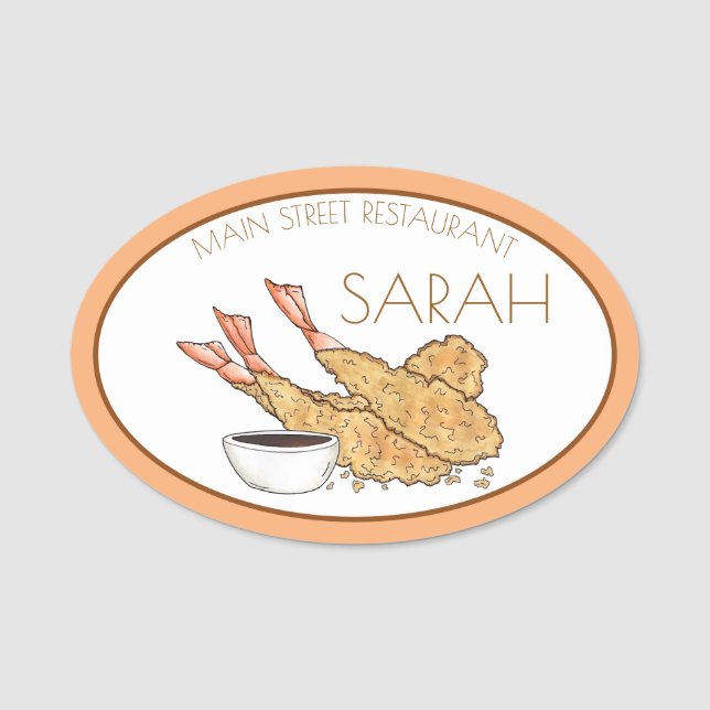 Shrimp Tempura Japanese Restaurant Food Name Tag (Front)